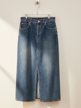 Vintage Polo Jeans Ralph Lauren Cotton Denim Maxi Skirt Size 12